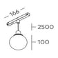 P100 2500mm Suspended Orb Pendant for FX Track COB 6W