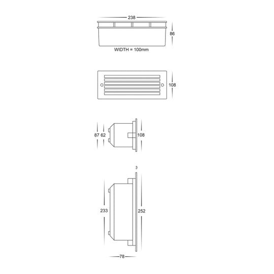 Bata 316 Stainless Steel Brick Light with Grill Built in LED 10w
