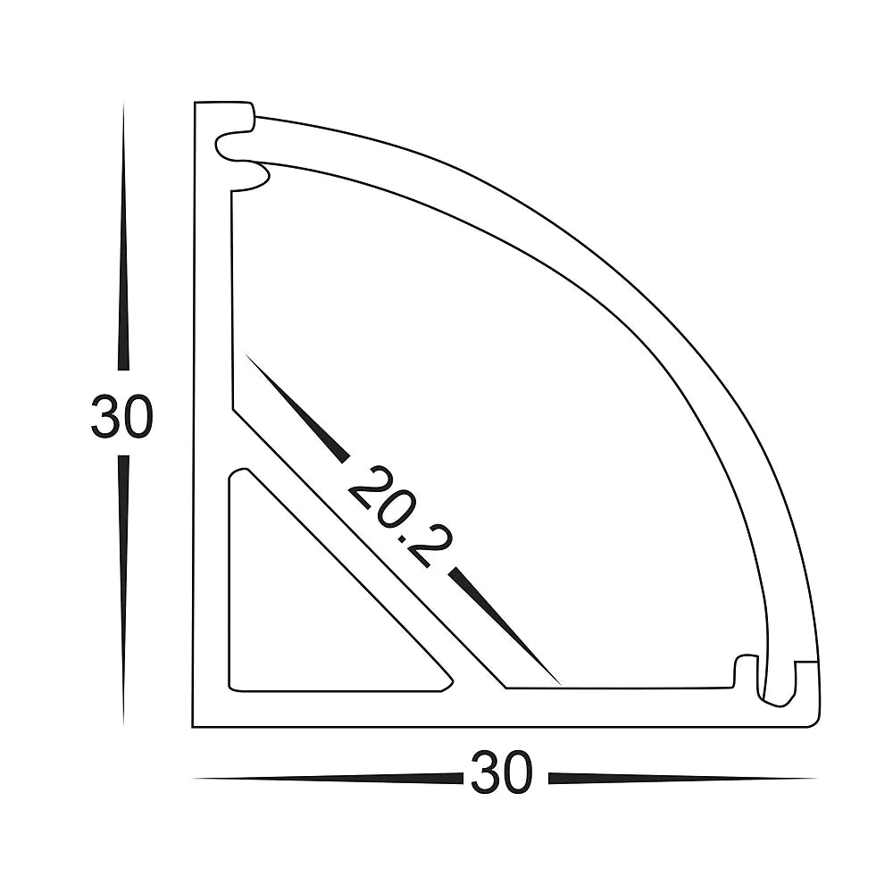 H- LED 3030 Corner Profile Anodised