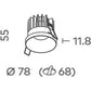 Titanium Semi-Recessed 78mm Downlight COB 9w