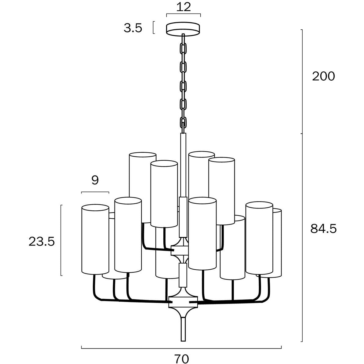 DECARO 12 LIGHTS PENDANT E14 25w