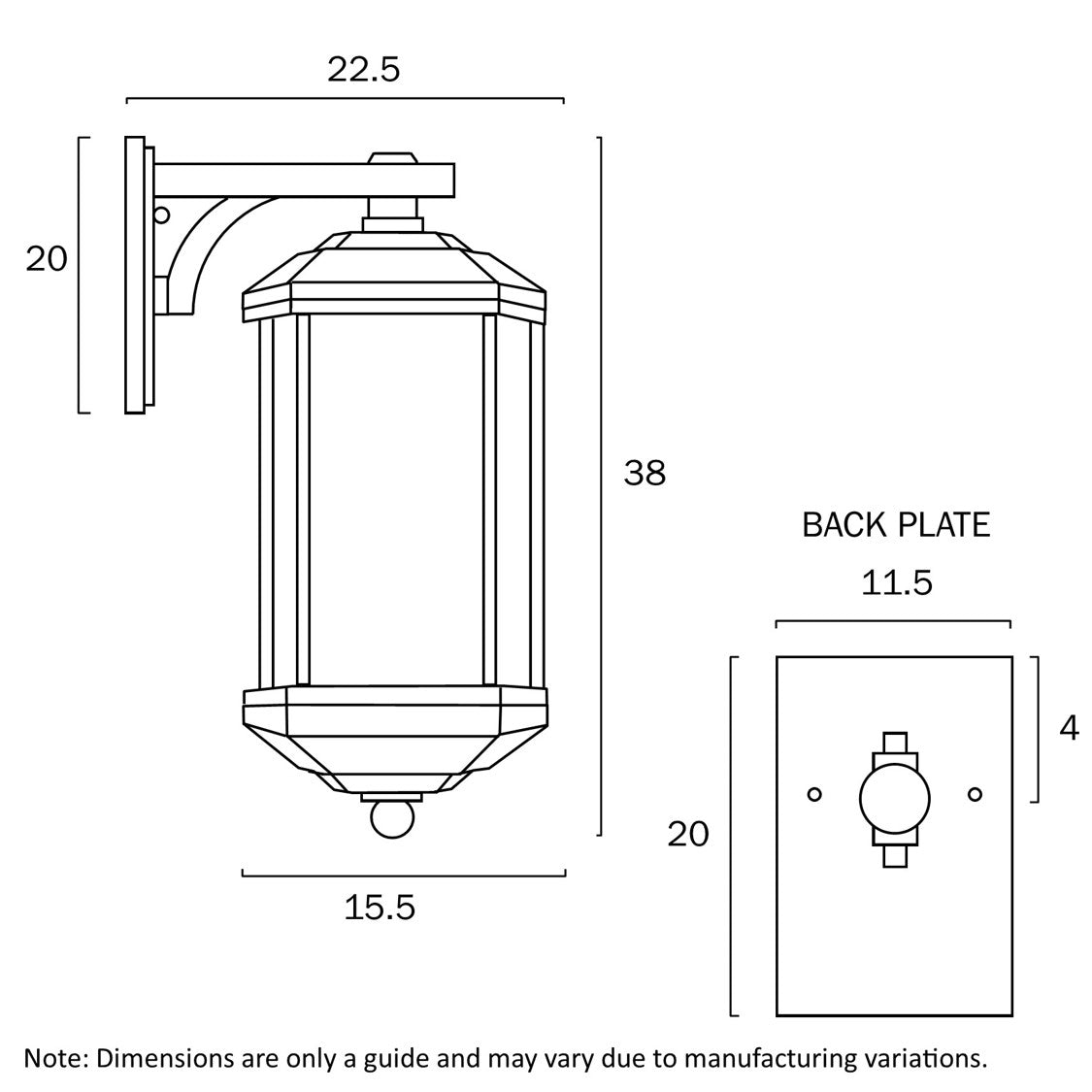 HAVARD EXTERIOR 155 WALL LIGHT E27 25w