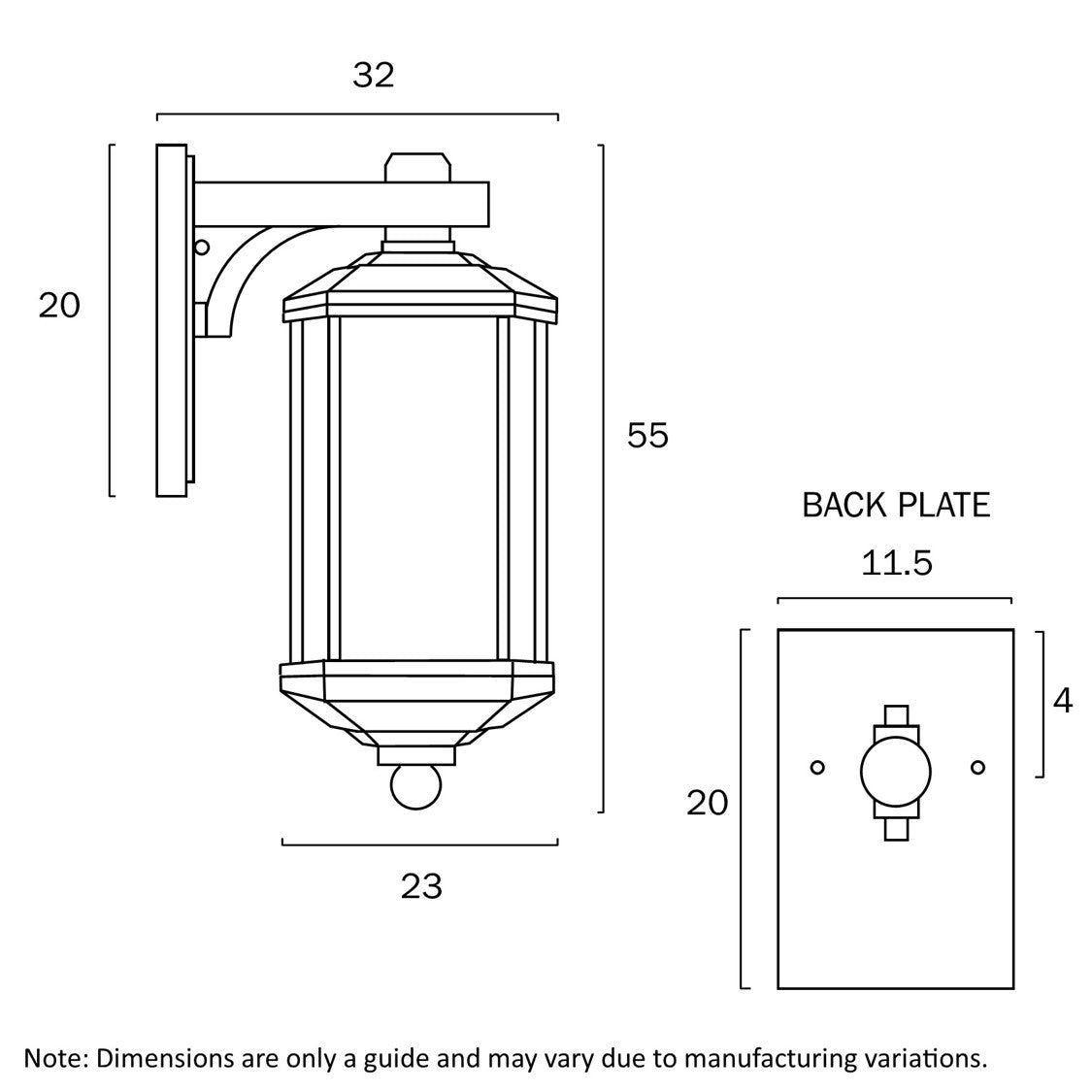 HAVARD EXTERIOR 23 WALL LIGHT E27 25w