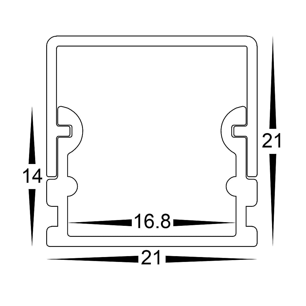 H- LED 2114 Wrap Around Diffuser Profile Anodised