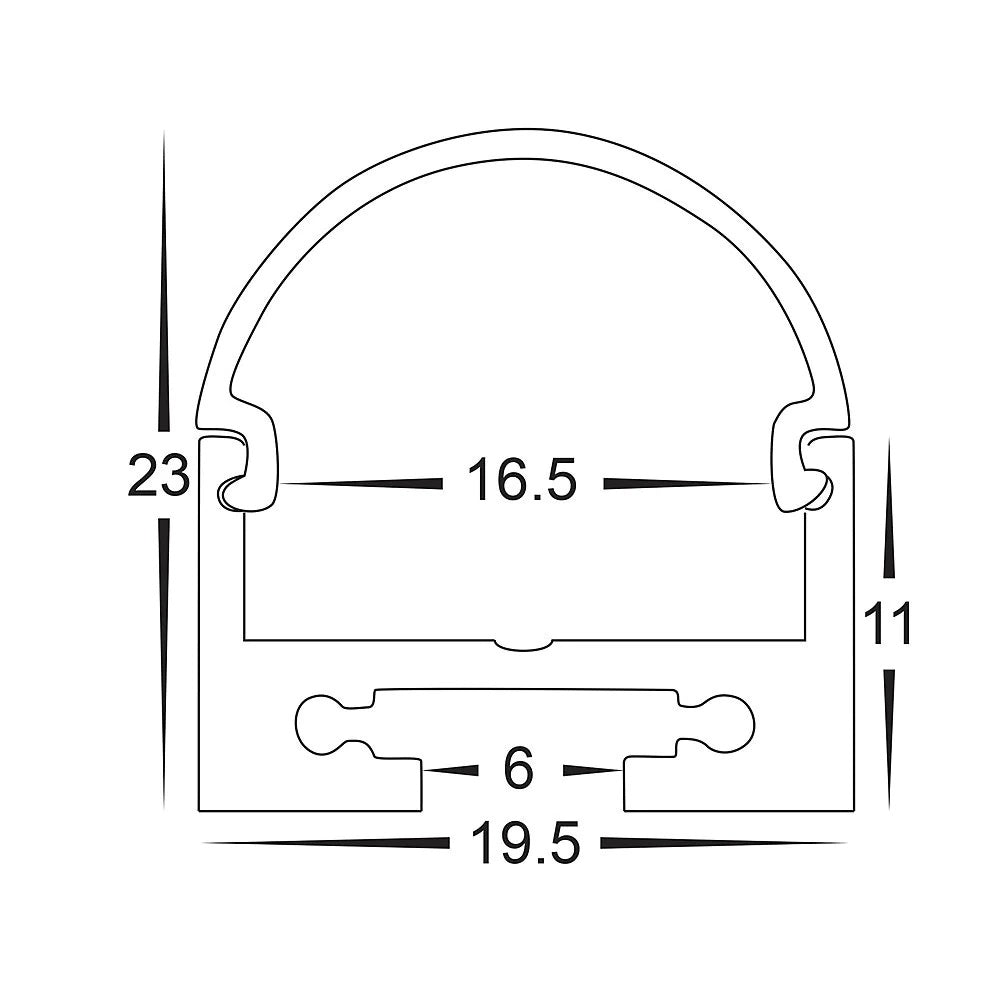 H- LED Extrusion 2119 Anodised Aluminium