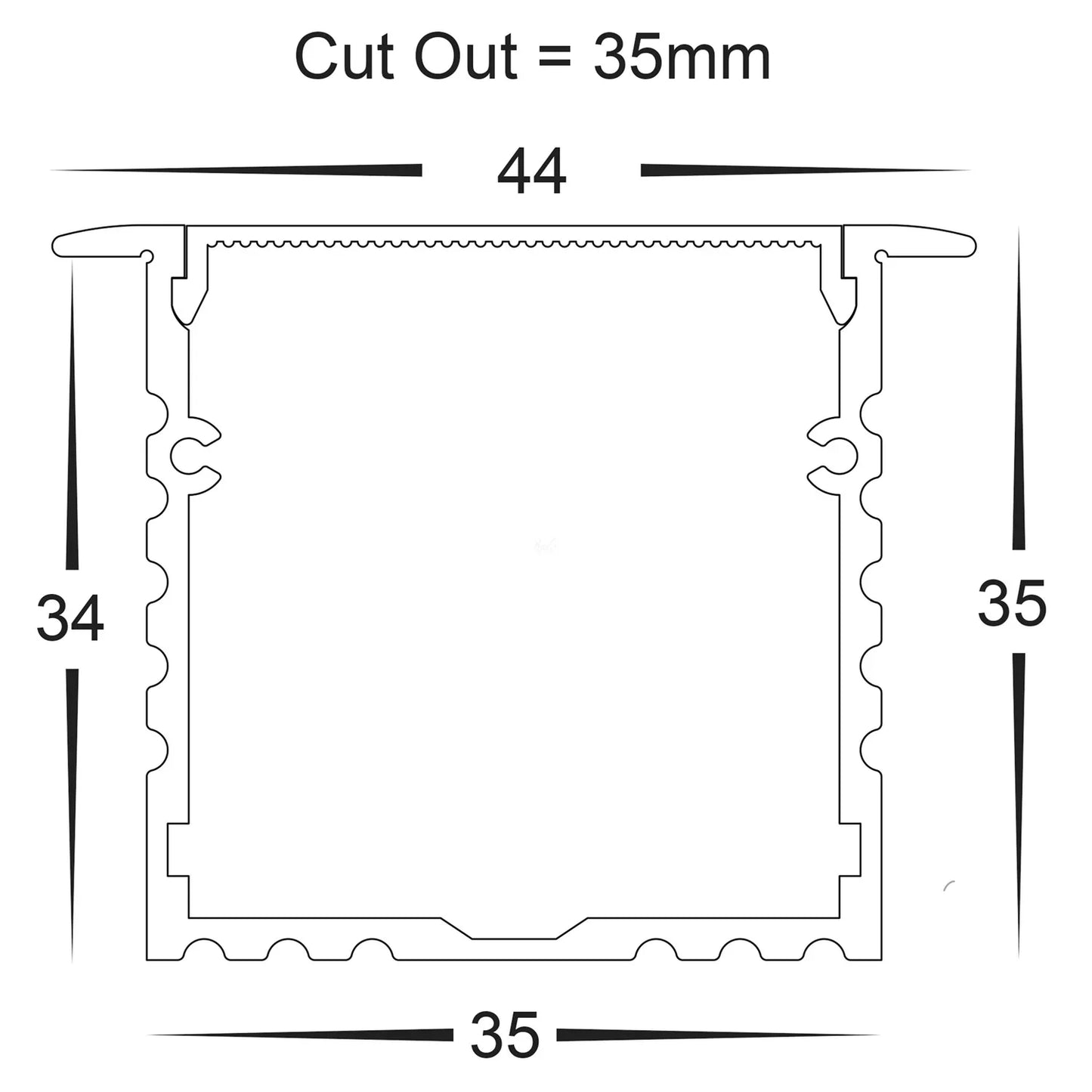 H- LED 4435 - Deep Square Winged LED Profile