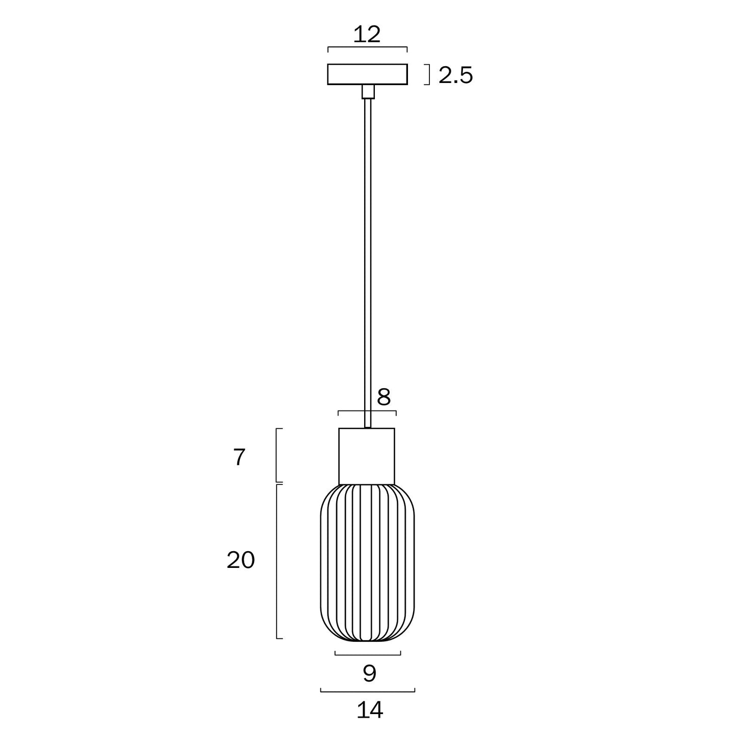 NORI 14 PENDANT E27 25w